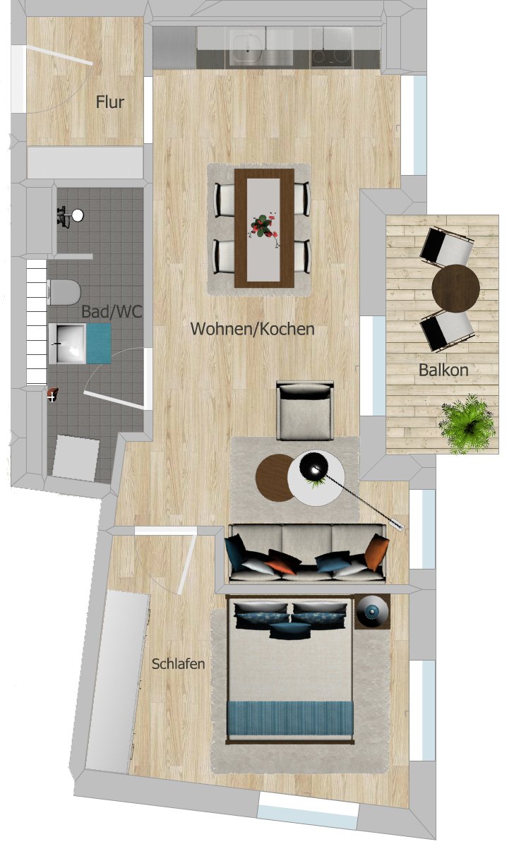 *Nachmieter für superschöne 2-Raumwohnung mit Balkon und Einbauküche am Park gesucht *