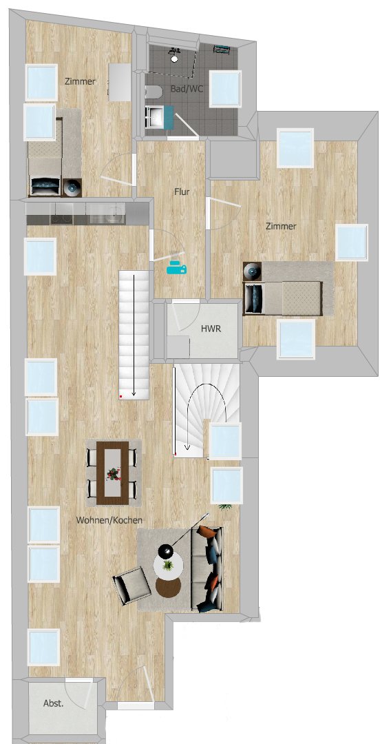 ** Wohntraum mit Fernblick ** Dachgeschoss-Maisonette mit Dachterrasse ** Einbauküche ** 2 Bäder ** Lift ** Parkett 