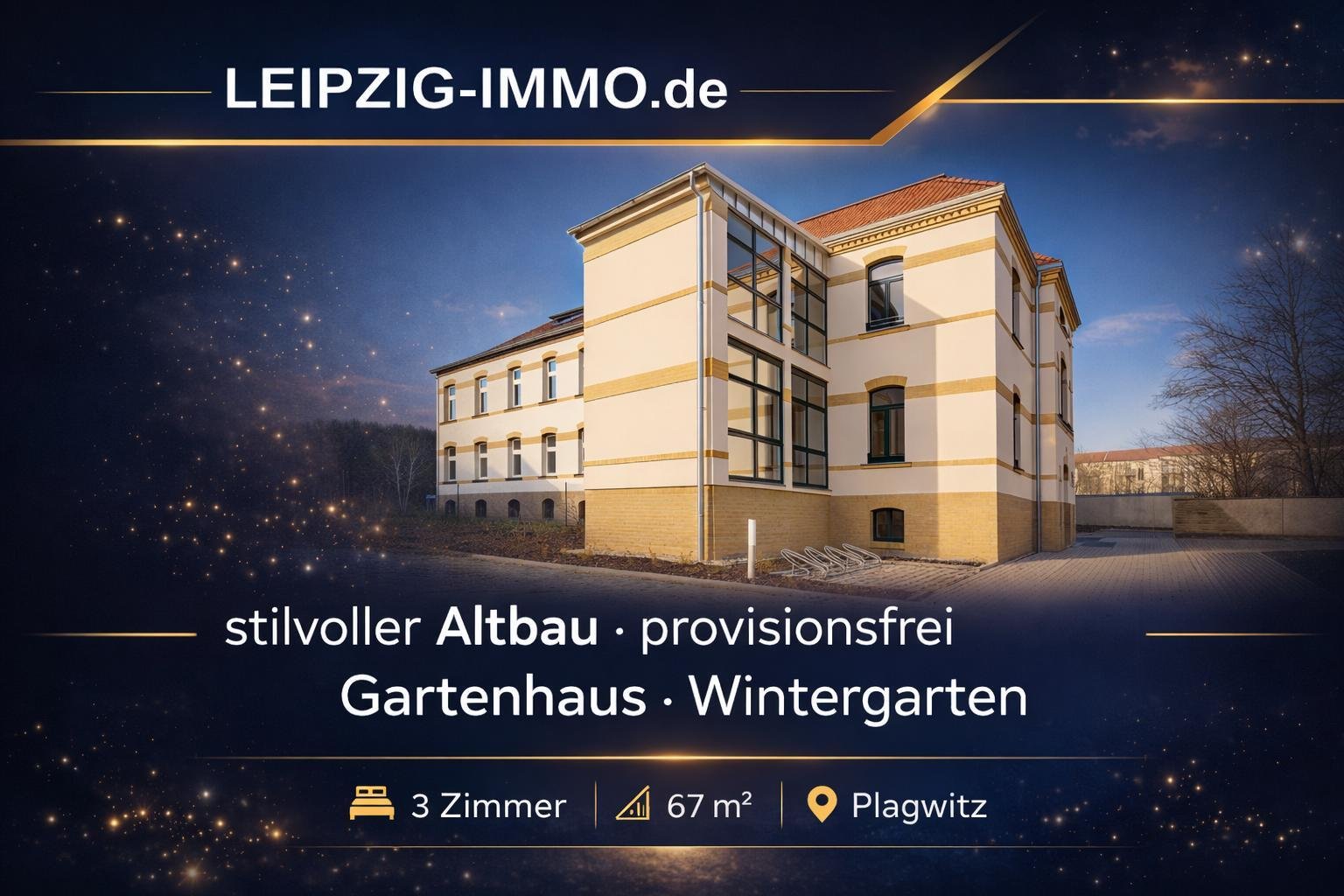 VERKAUFT: ** Provisionsfreie ETW mit Stellplatz in Plagwitz ** Wintergarten ** Parkett ** ruhige Lage 