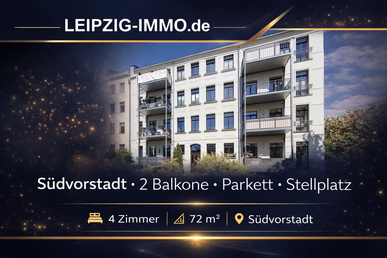 RESERVIERT: *** Seltene Gelegenheit in der Südvorstadt ** idyllisch gelegen * 2 Balkone * Parkett * Stellplatz