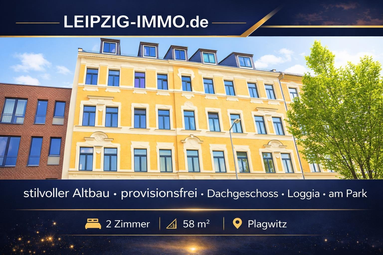 VERKAUFT: ** Provisionsfreie und vermietete Dachgeschosswohnung am Park ** 2 Zimmer  ** Südterrasse 