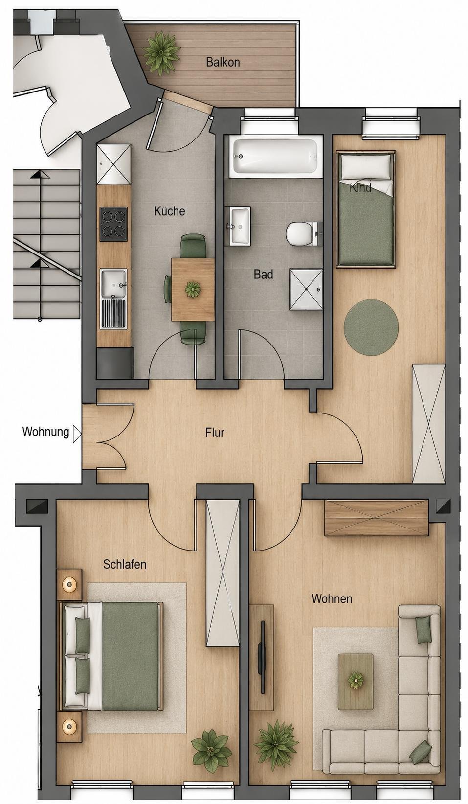 * Wohnen am Stadtteilpark Plagwitz * provisionsfreie 3-Raumwohnung * Balkon * Stuck * ruhige Lage