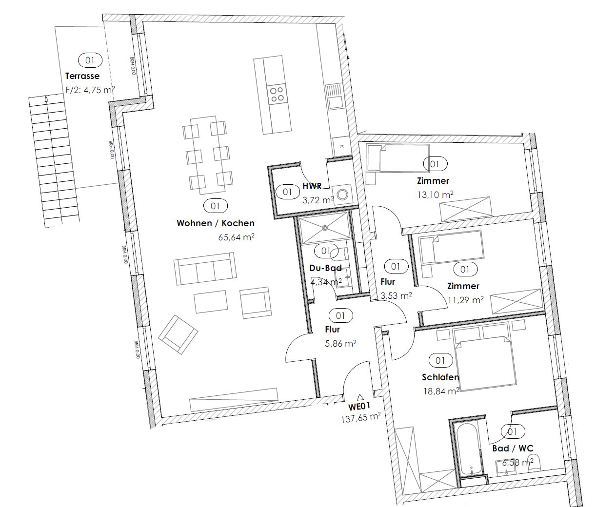 Grundriss WE 1 Grundriss WE 1