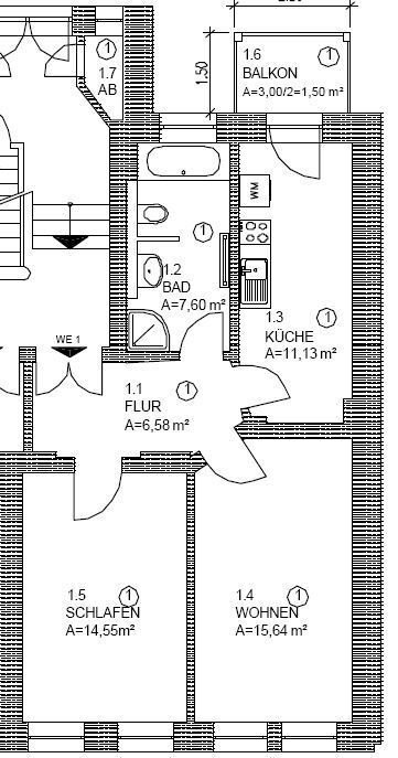 Grundriss WE 1 Grundriss WE 1
