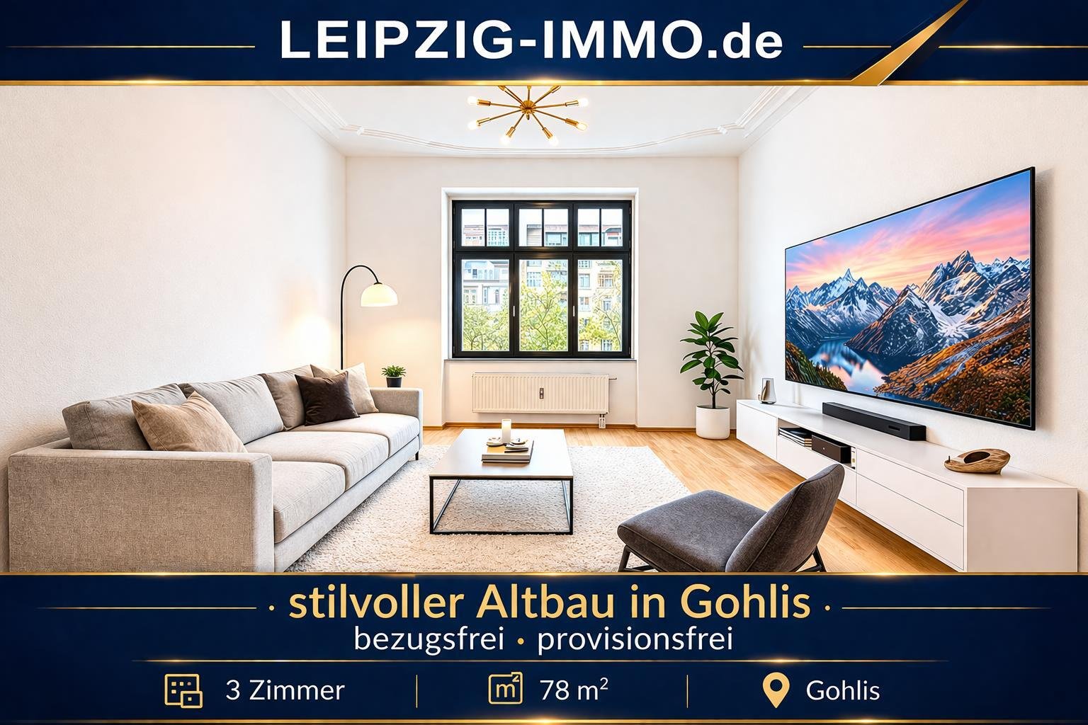 Familienwohnung in GOHLIS • BEZUGSFREI • PROVISIONSFREI • 3 ZKB • BALKON 