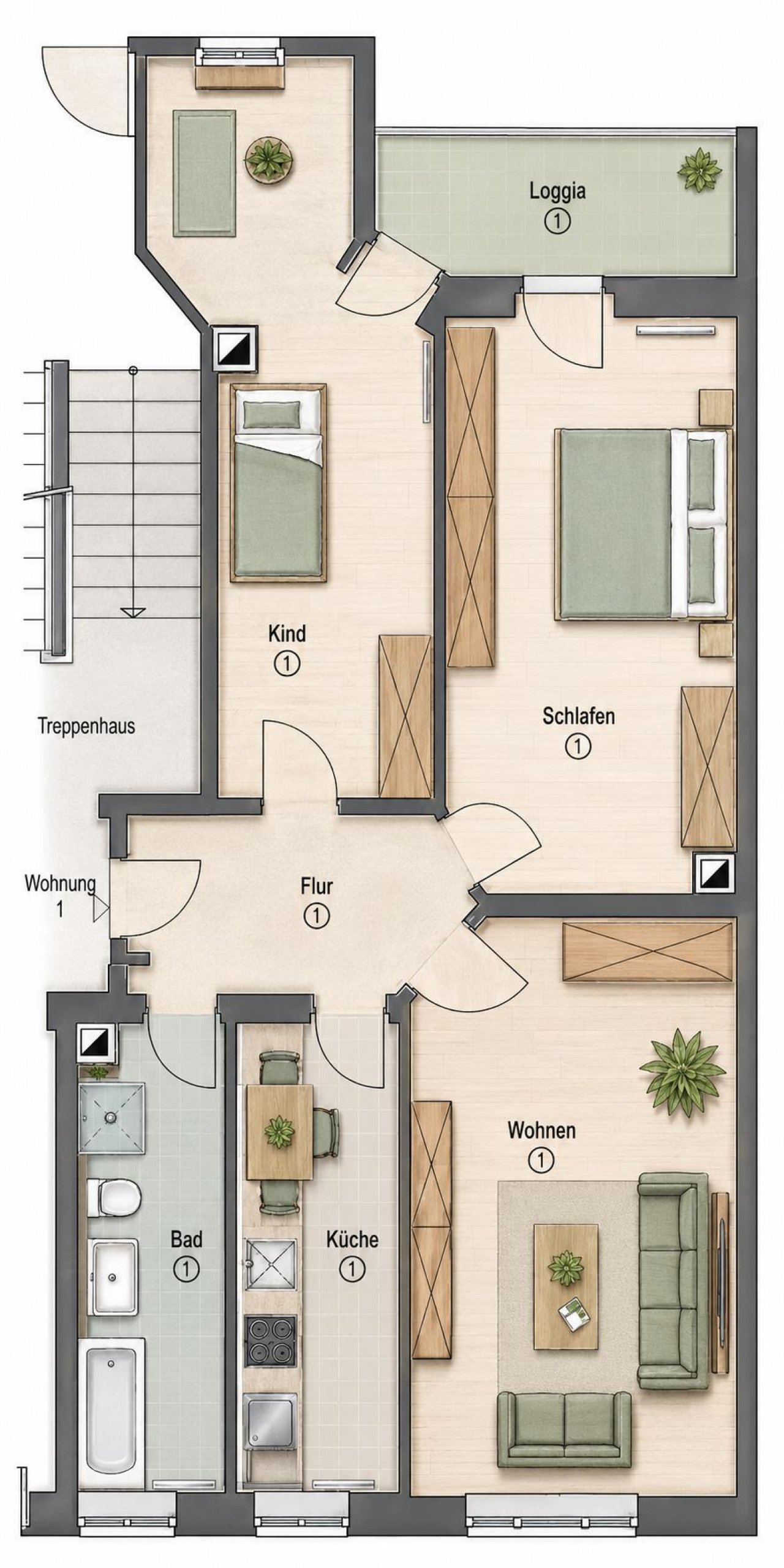 Grundriss WE 1