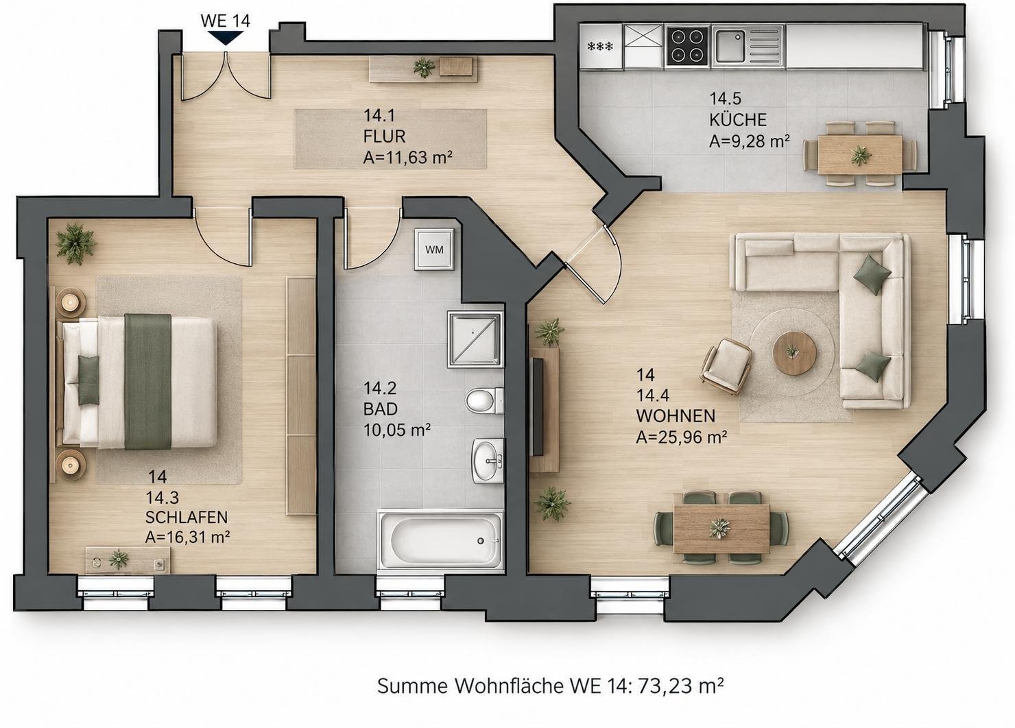 Grundriss farbig